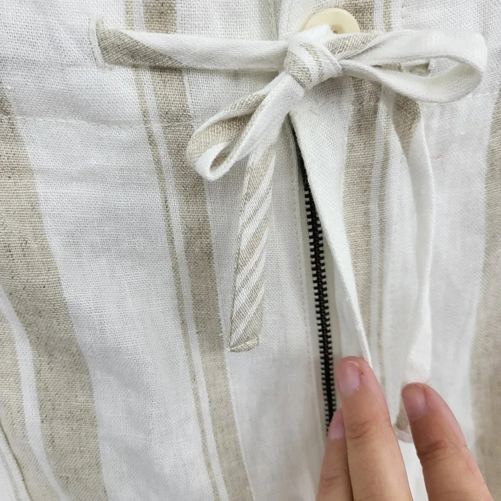 Madewell Women's Linen Blend Striped Elastic Waist Sz Small NEW